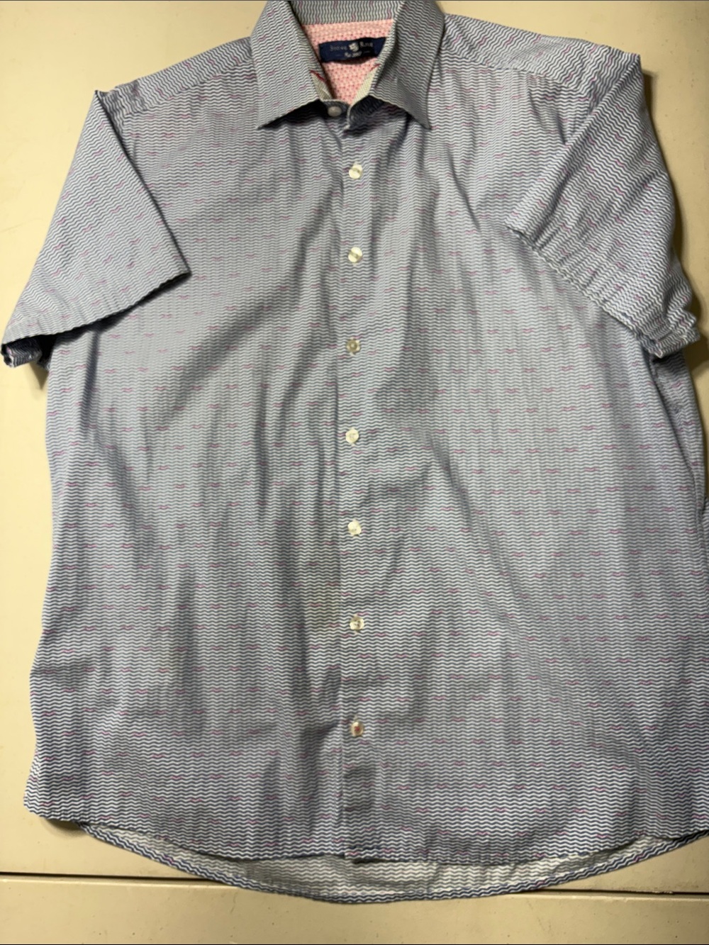 Stone Rose Blue Wave-Pattern Shirt - Picture 3 of 12